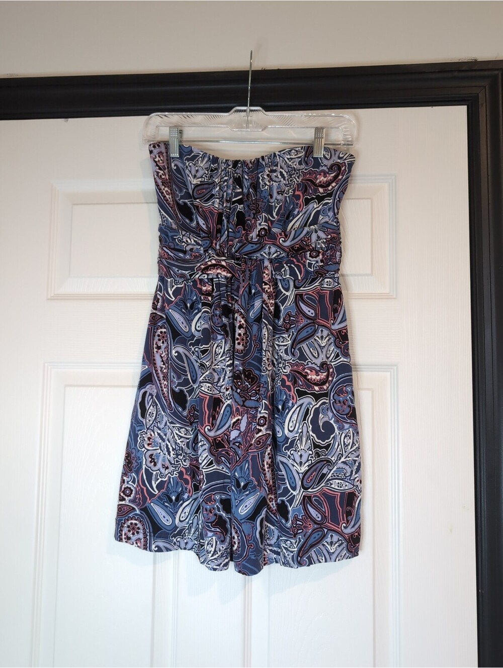 Small Soma strapless paisley mini dress with pockets